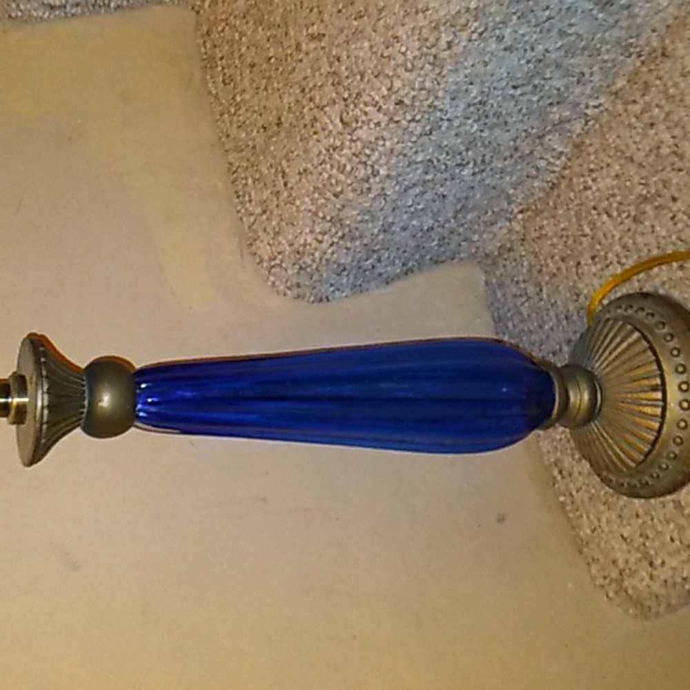 Vintage Desk Lamp Cobalt Blue Glass Crystal Table Lamp - Picture 9 of 16